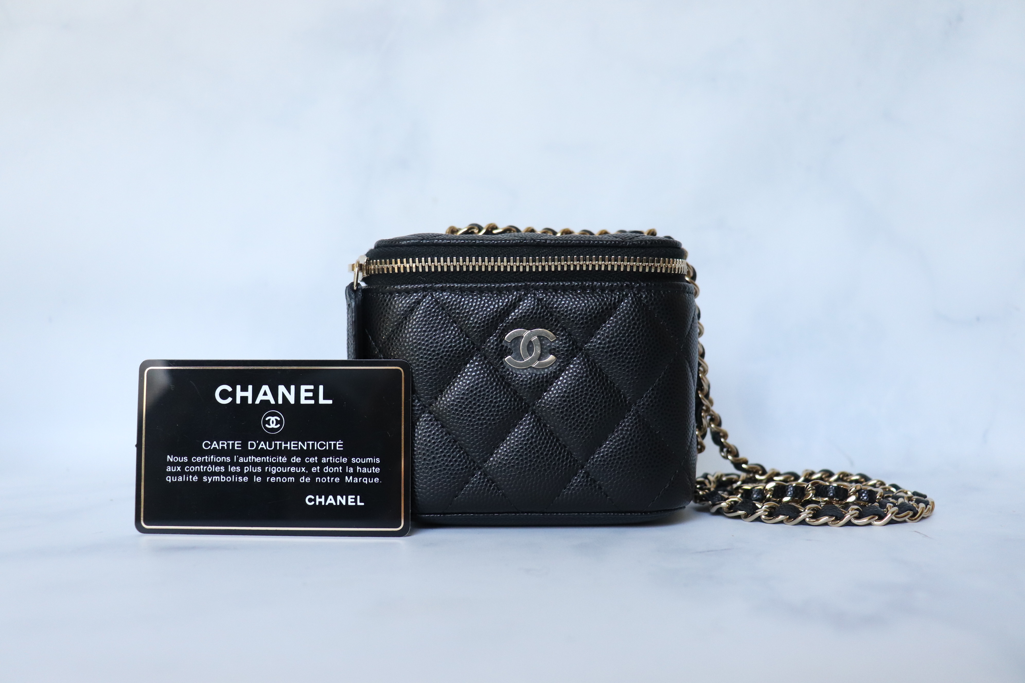 Chanel Vanity Square Mini Black Caviar Leather, Gold Hardware