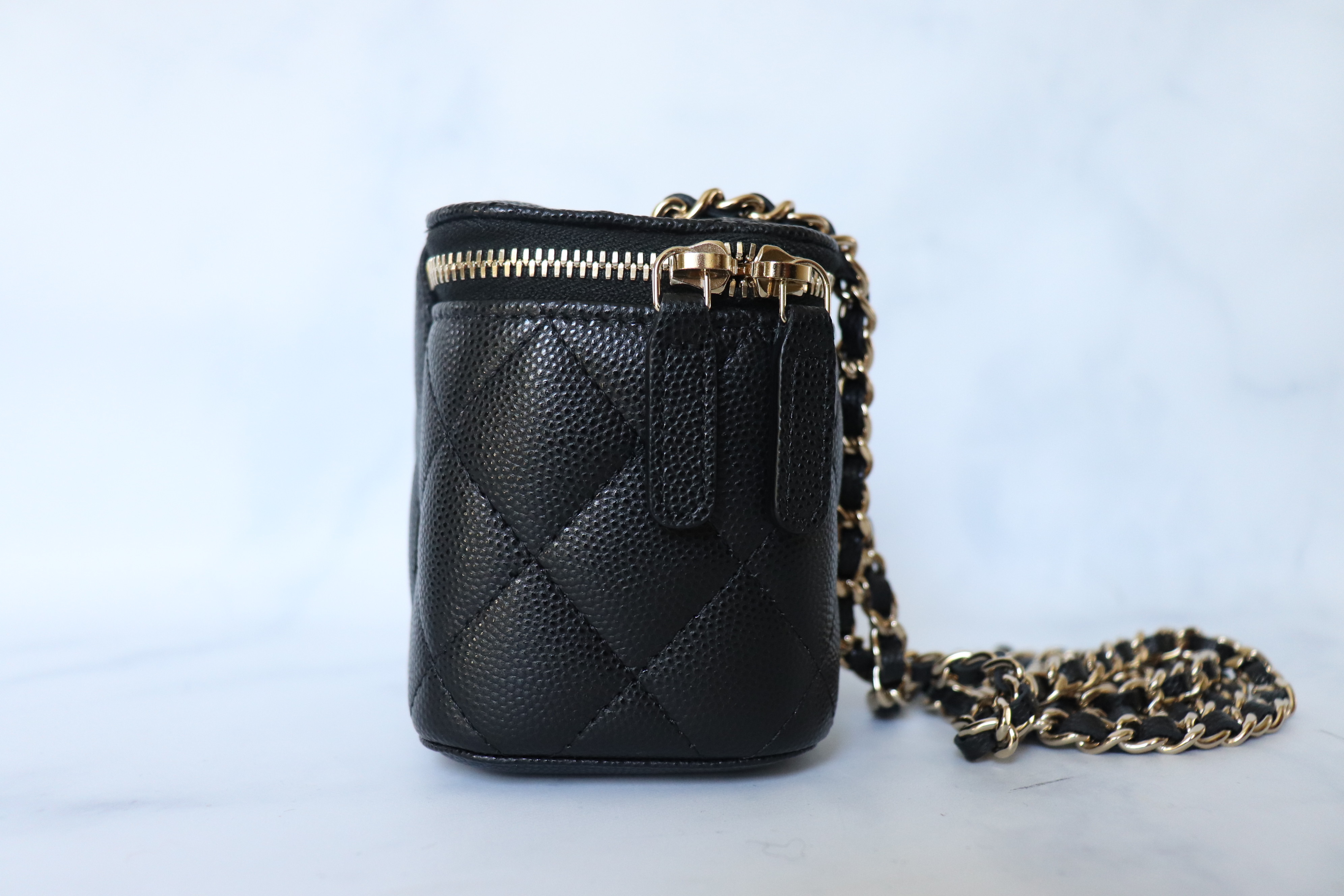 Chanel Vanity Square Mini Black Caviar Leather, Gold Hardware, New
