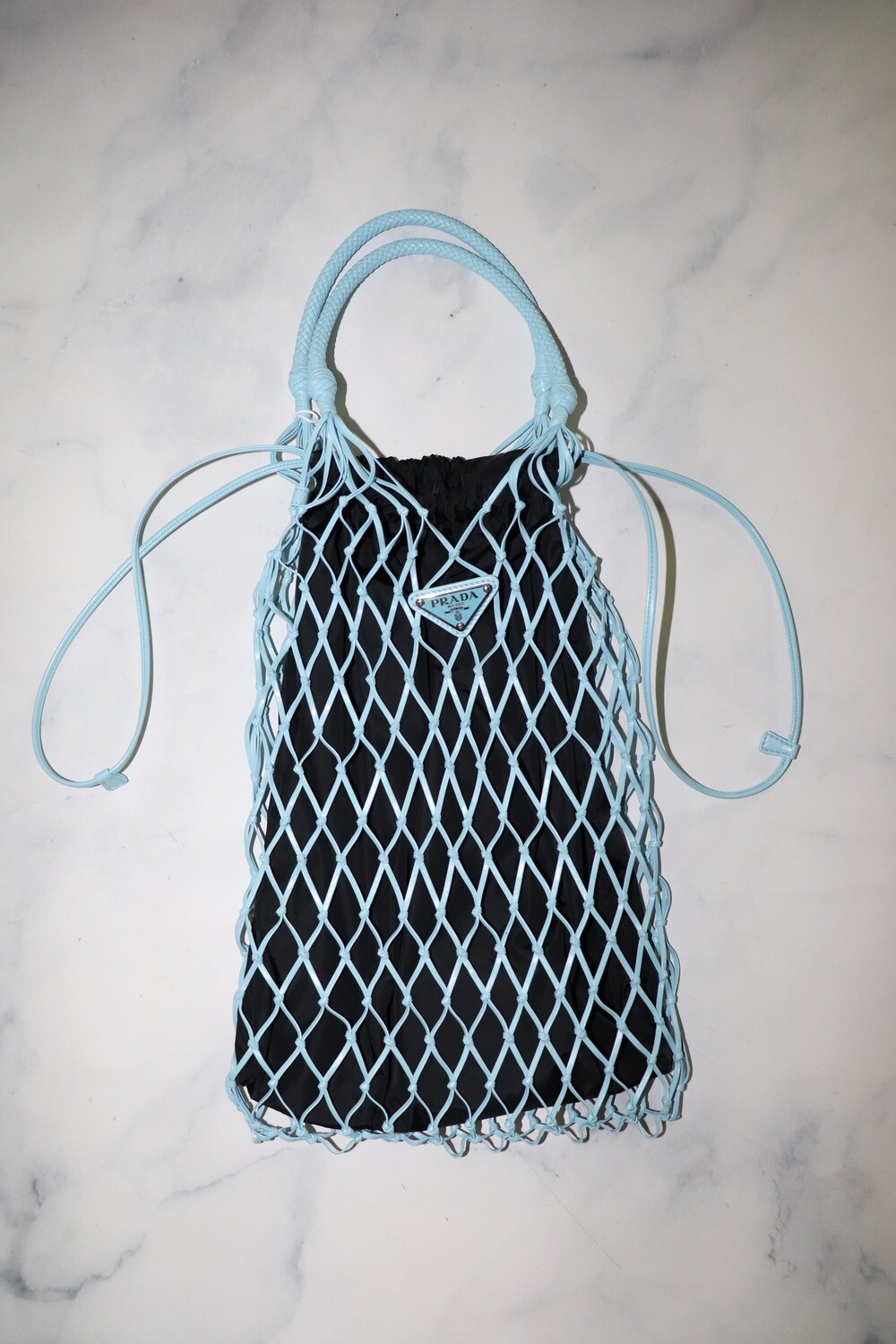 Prada Leather Mesh Blue Bag, Like New - No Dustbag MA001