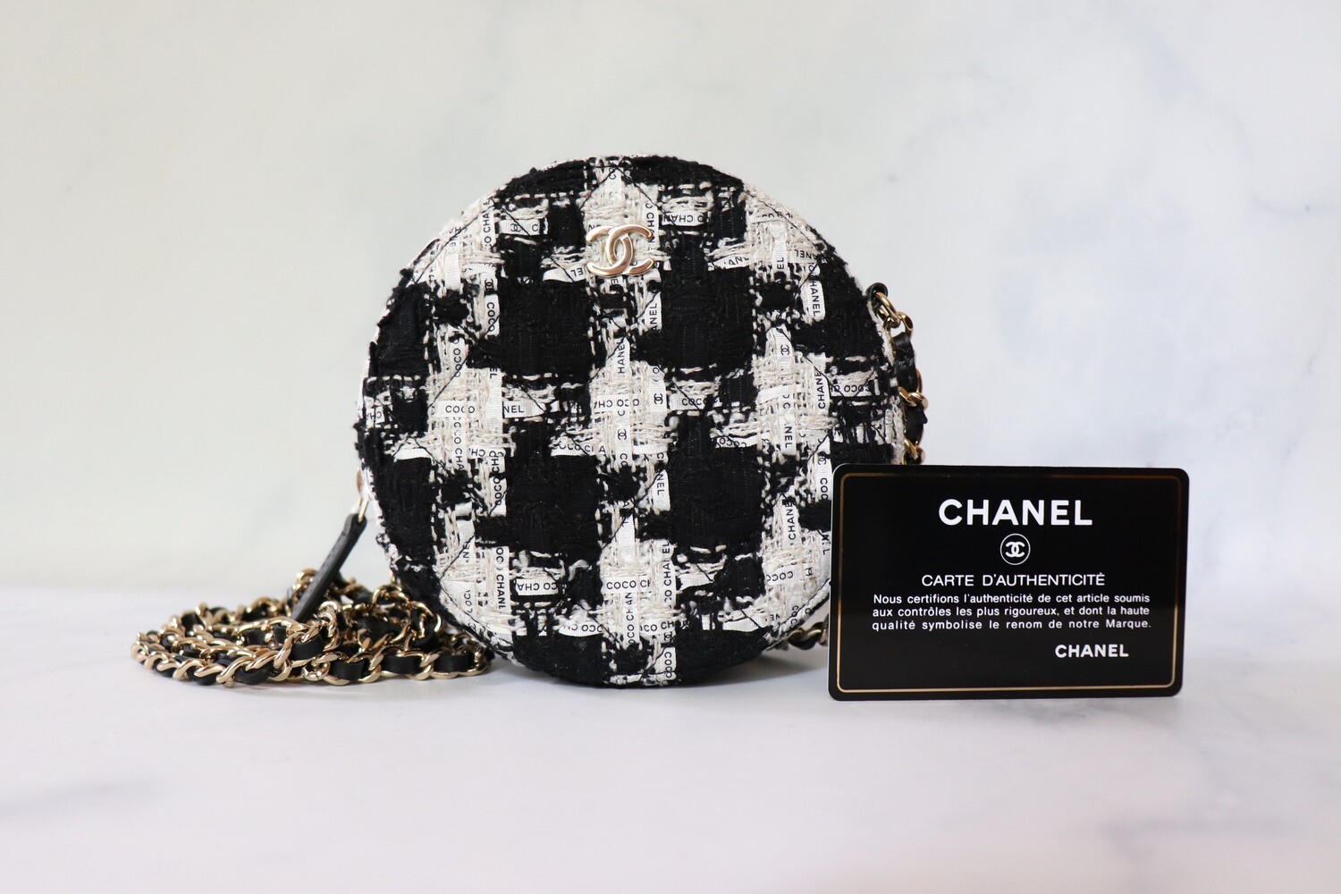 Chanel Round Tweed Ribbon Bag, New in Dustbag