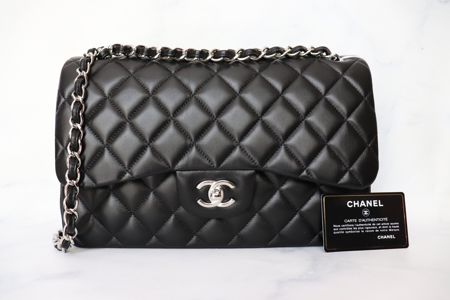 Chanel Medium Classic Double Flap Bag Purple Metallic Lambskin