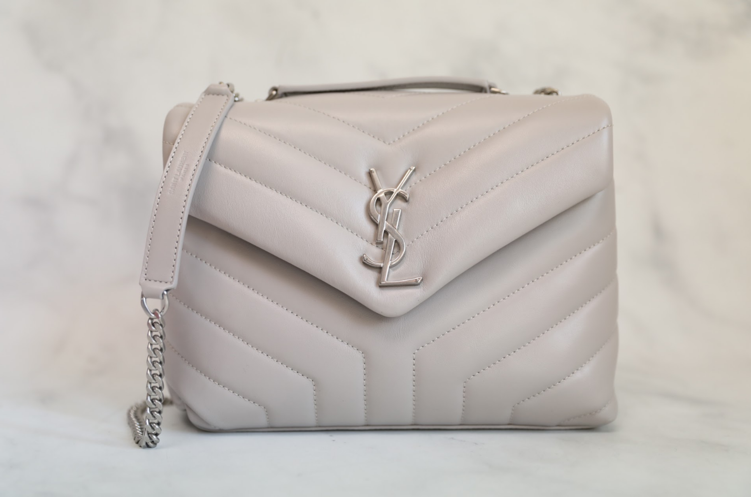 Saint Laurent Lou Lou Small Grey Calfksin Leather, Silver Hardware, New in Dustbag