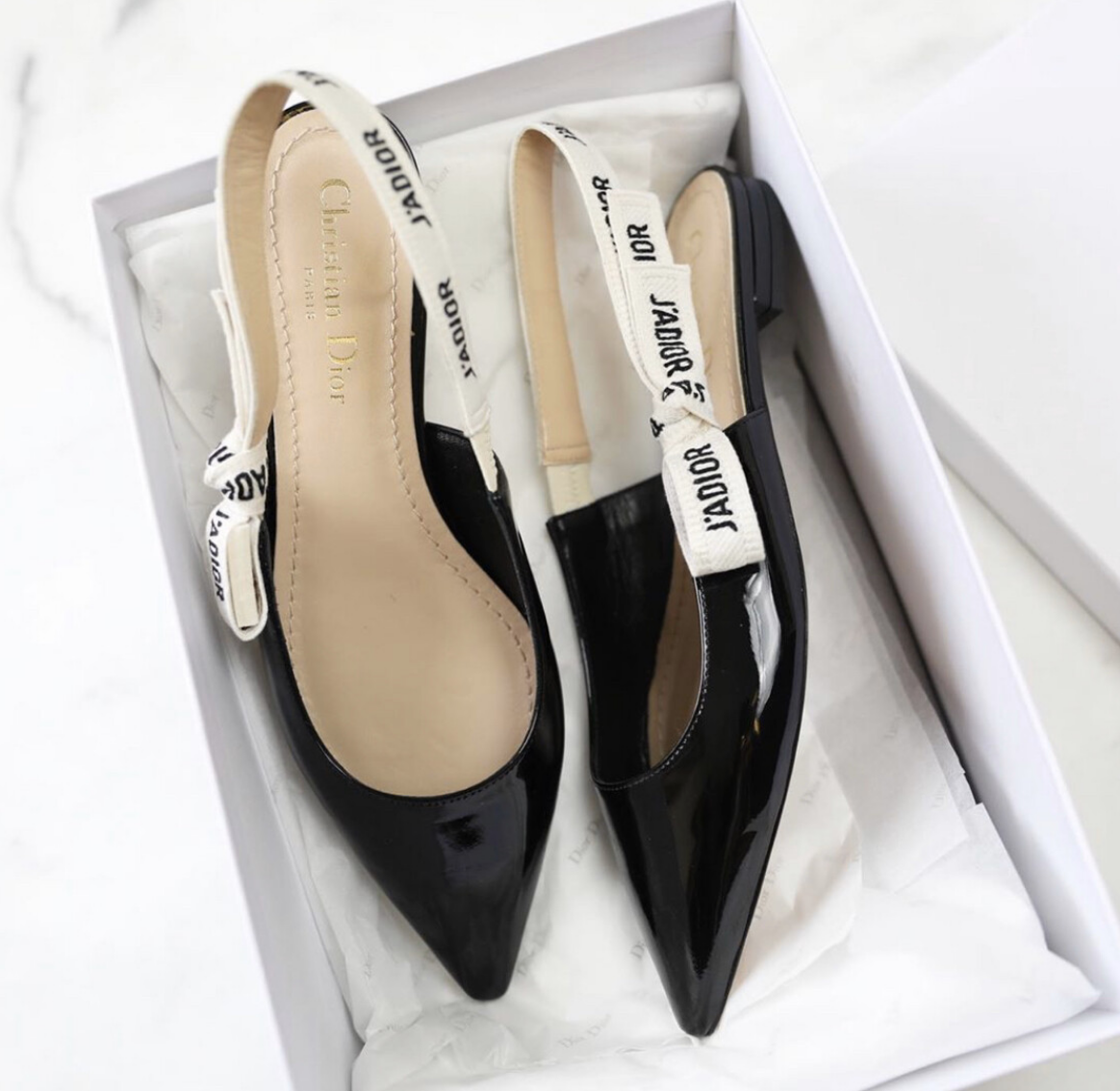 Dior Flats, Black Patent Size 36, New in Box (Floor Model)