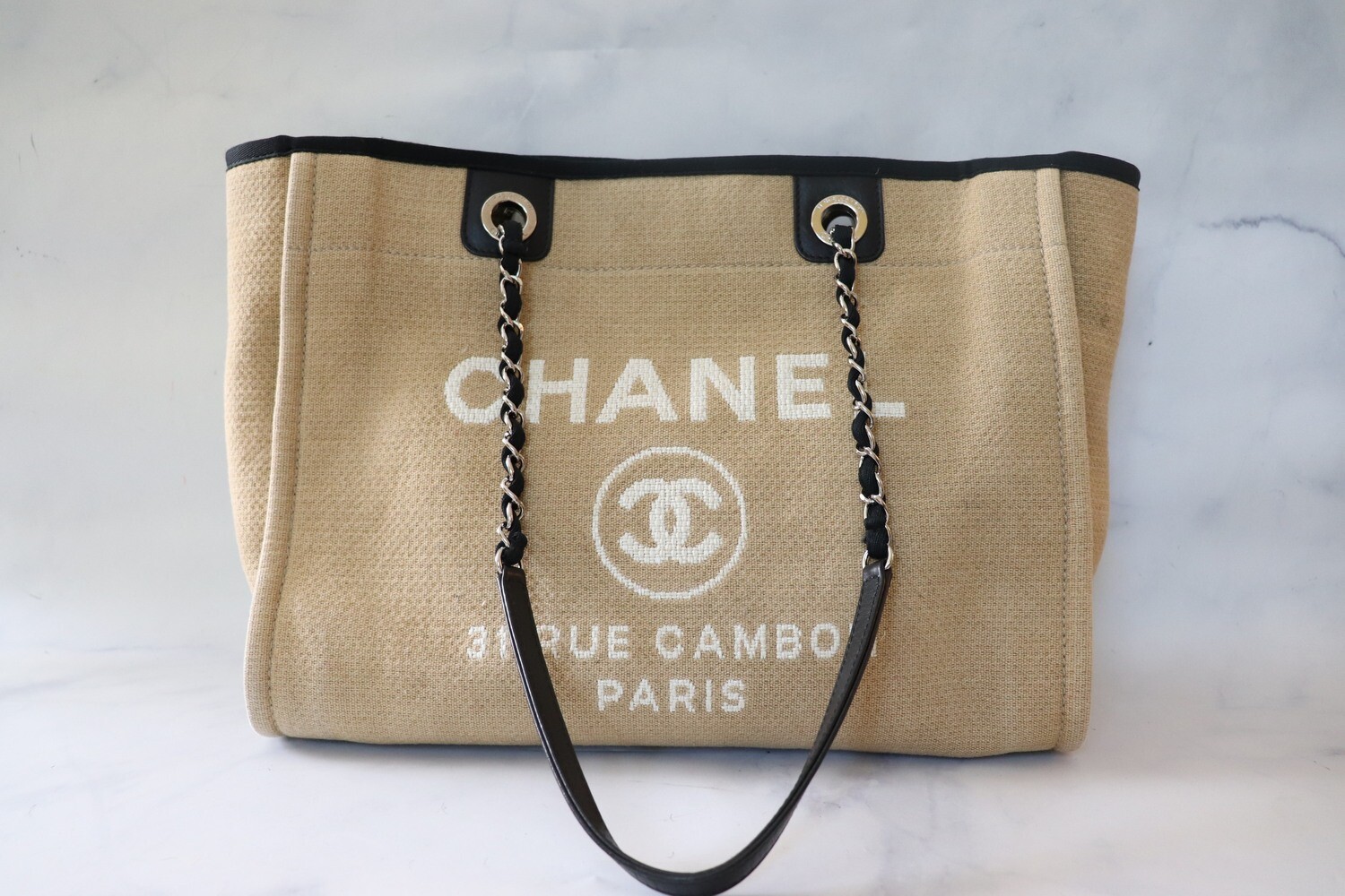 Chanel Deauville Small, Tan with Silver Hardware, Preowned - No Dustbag