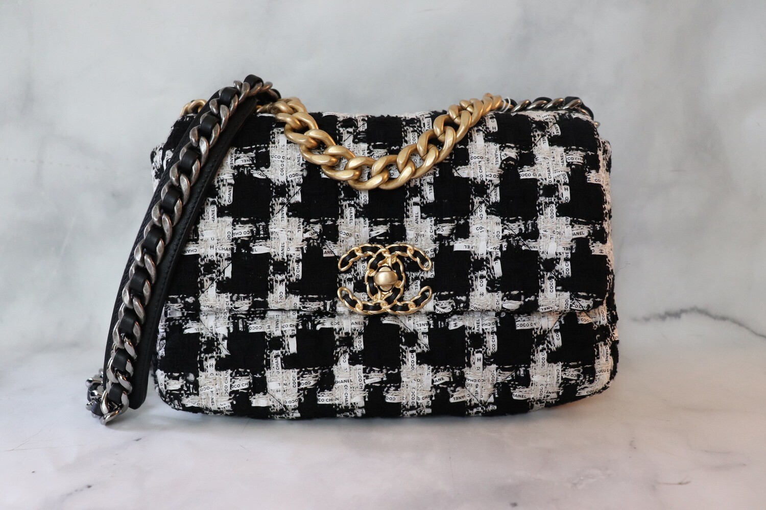 small white chanel bag black