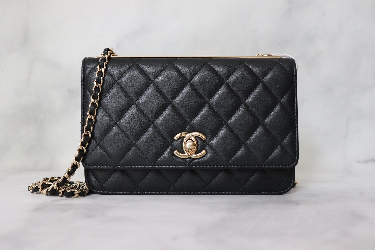 Chanel Trendy Wallet on Chain, Black Lambskin with Gold Hardware, Preowned with dustbag