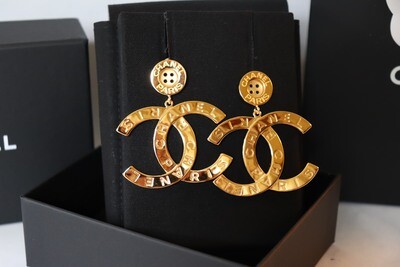 Chanel Gold Button CC Earrings, New in Box MA001