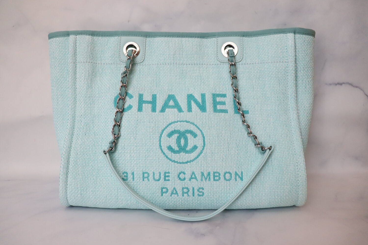 Chanel Deauville Medium Green Raffi,  Preowned - No Dustbag