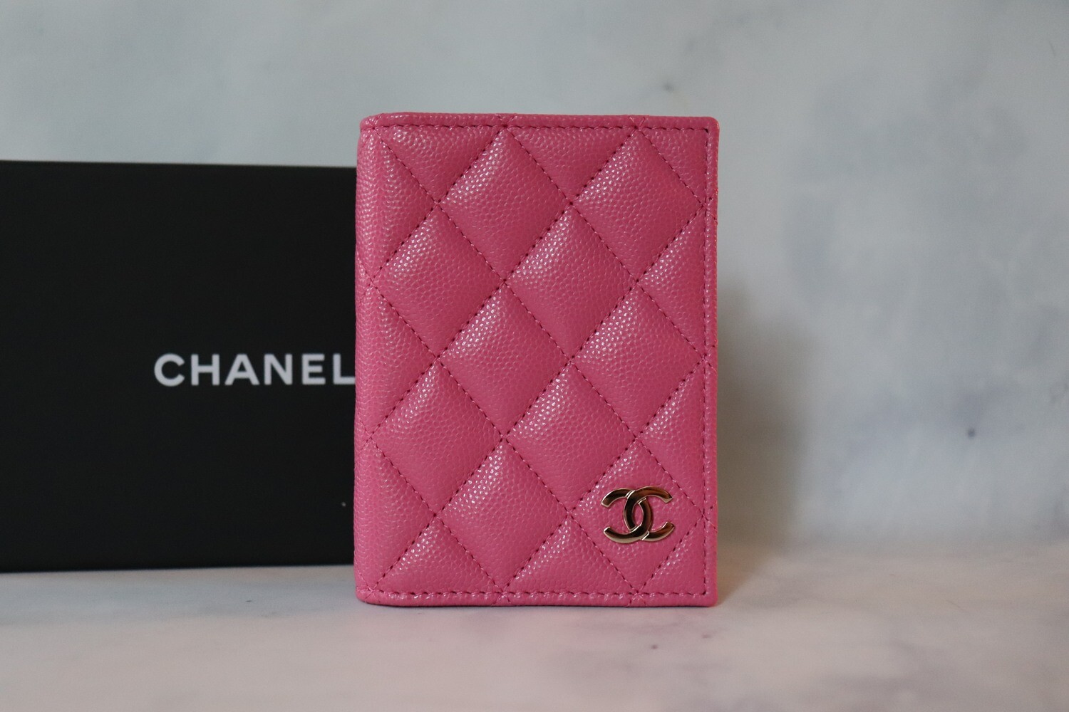 Chanel SLG Bifold Card Case, 20S Pink with Light Gold Hardware