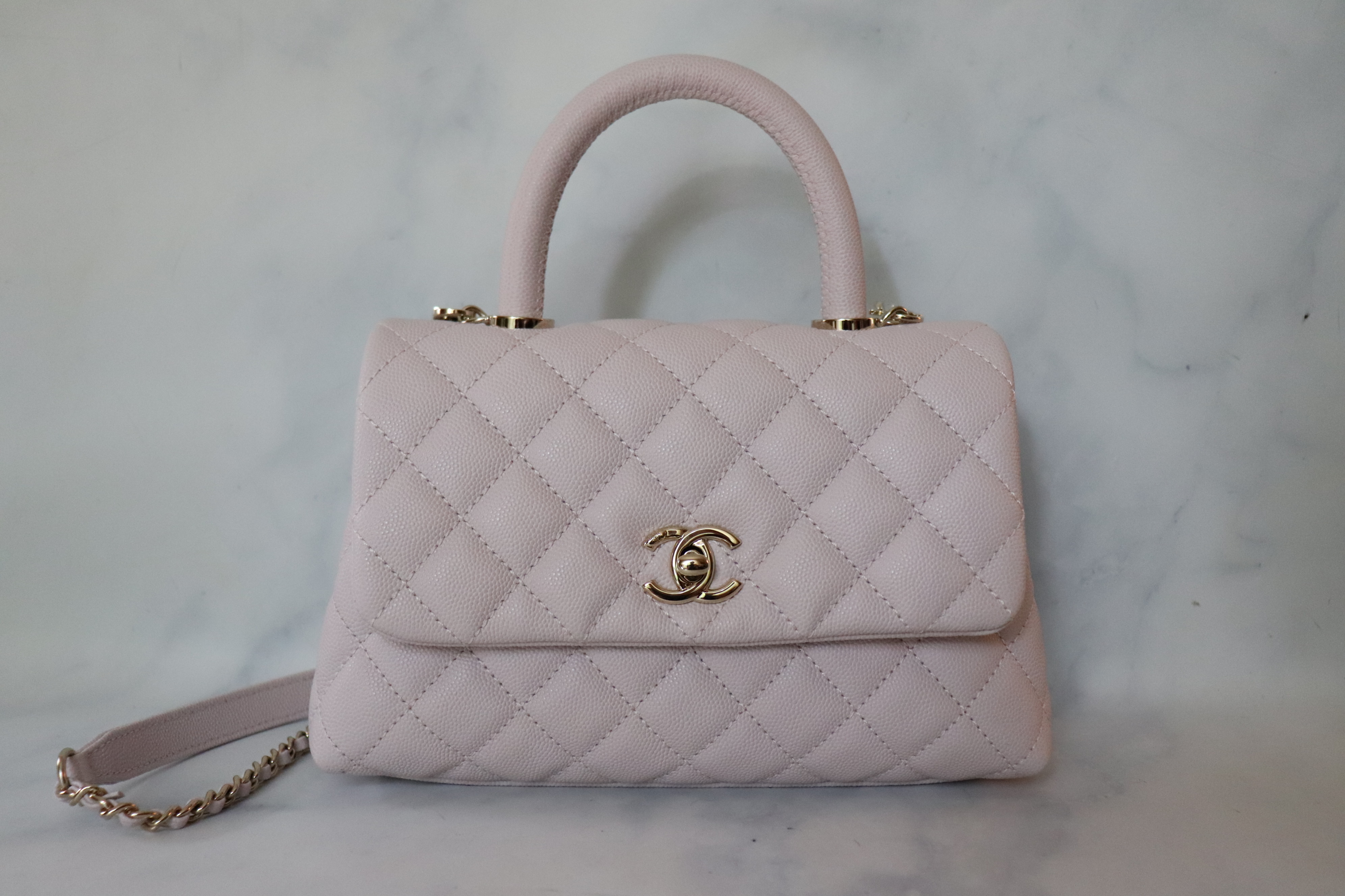 Chanel Coco Handle Mini, Lilac Caviar Leather with Gold Hardware, New in Box