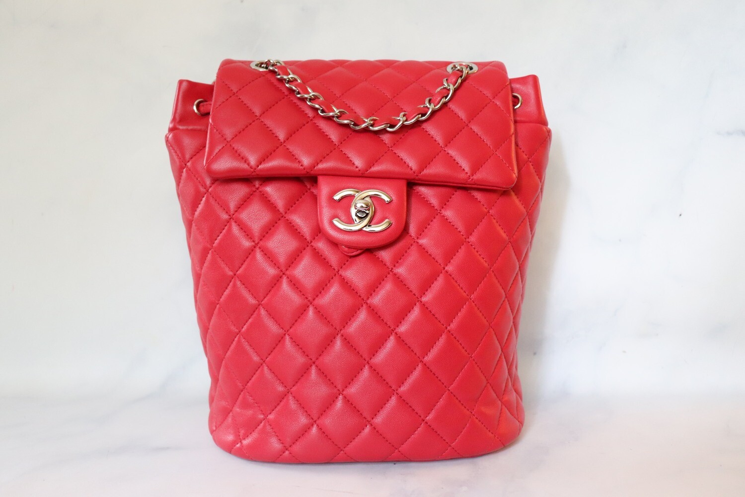 Chanel Backpack Urban Spirit Small Red, Silver Hardware, Preowned in