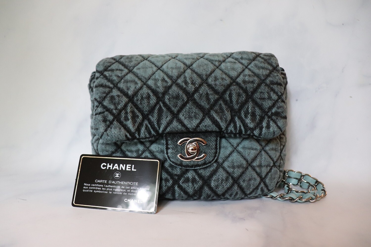 Chanel Denim Green Seasonal Flap Bag, As New in Dustbag