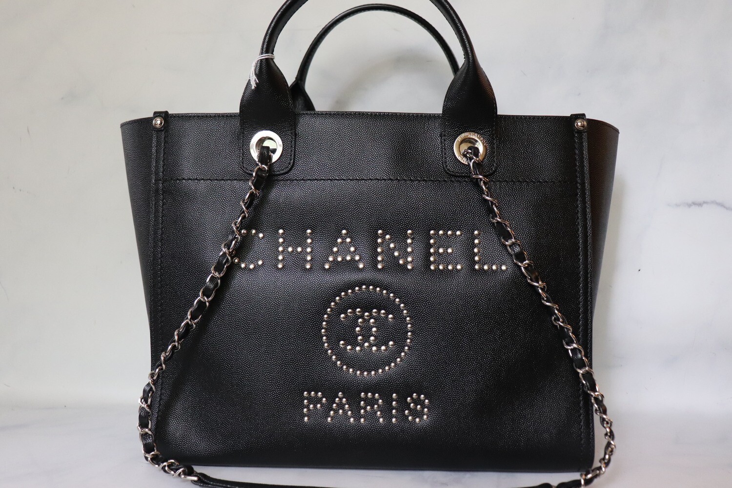 Chanel Deauville Small Leather, Black with Silver Hardware  - No Dustbag