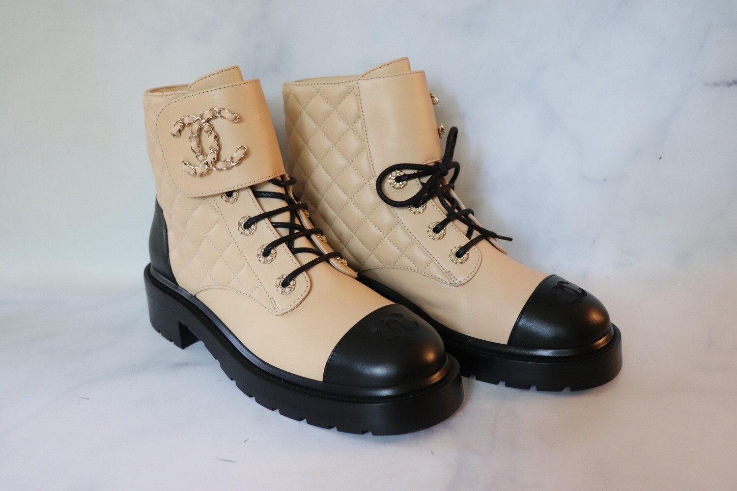 Shop CHANEL 2023-24FW Combat Boots (G45005 B13037 NO807) by MINI's