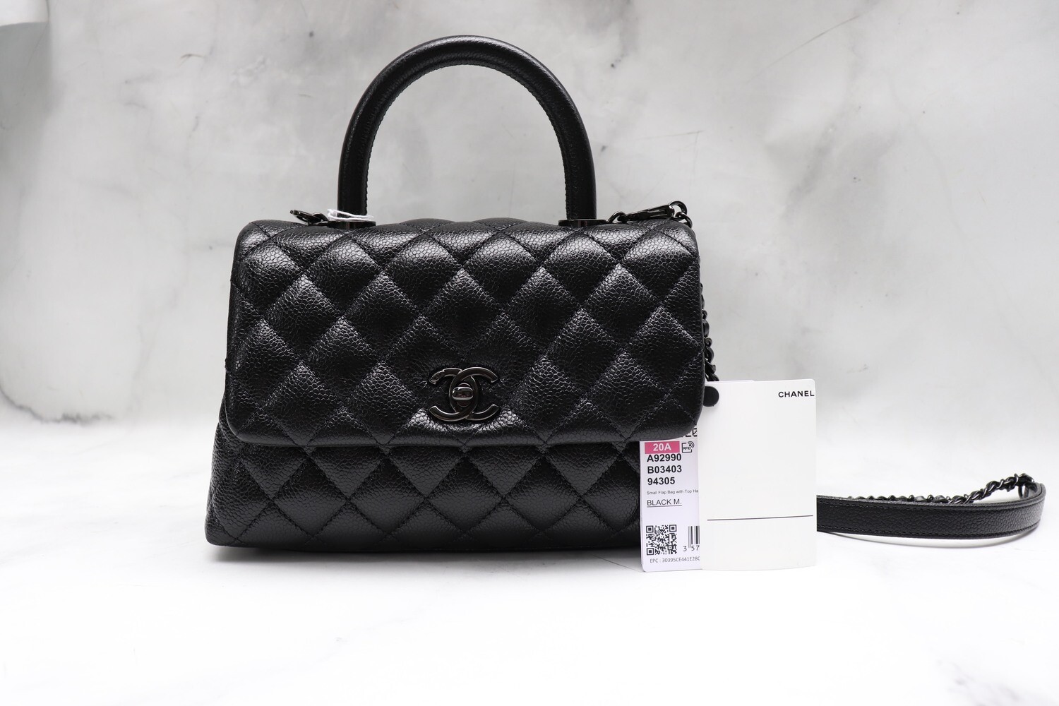 Chanel Coco Handle Mini, So Black Caviar Leather, New with Box
