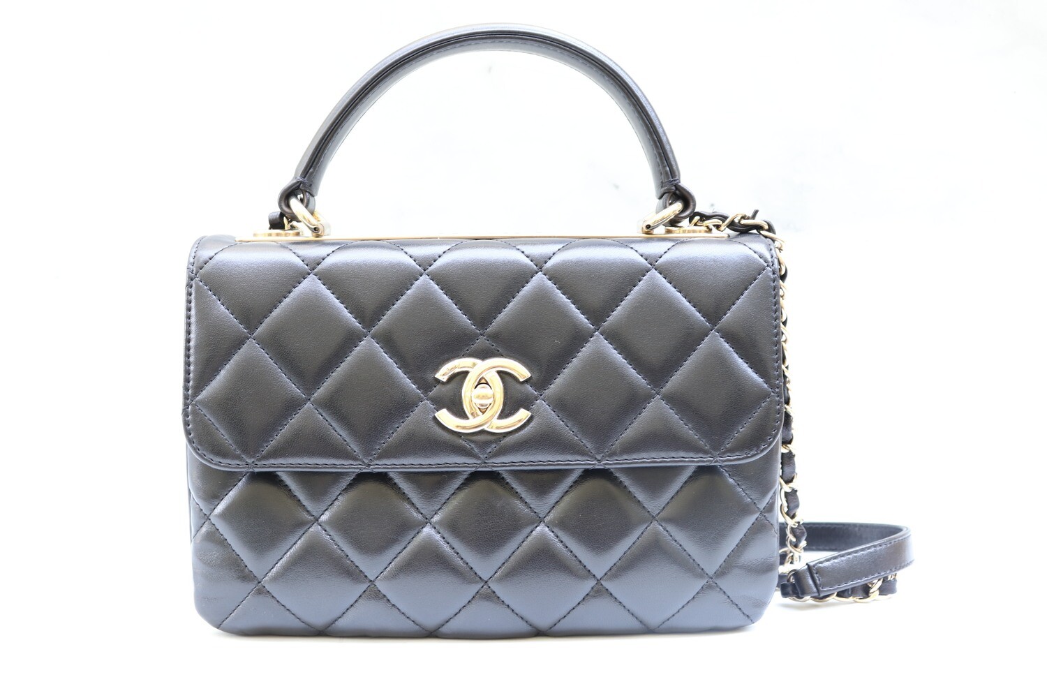 Chanel Trendy Small, Black Lambskin with Gold Hardware, Preowned