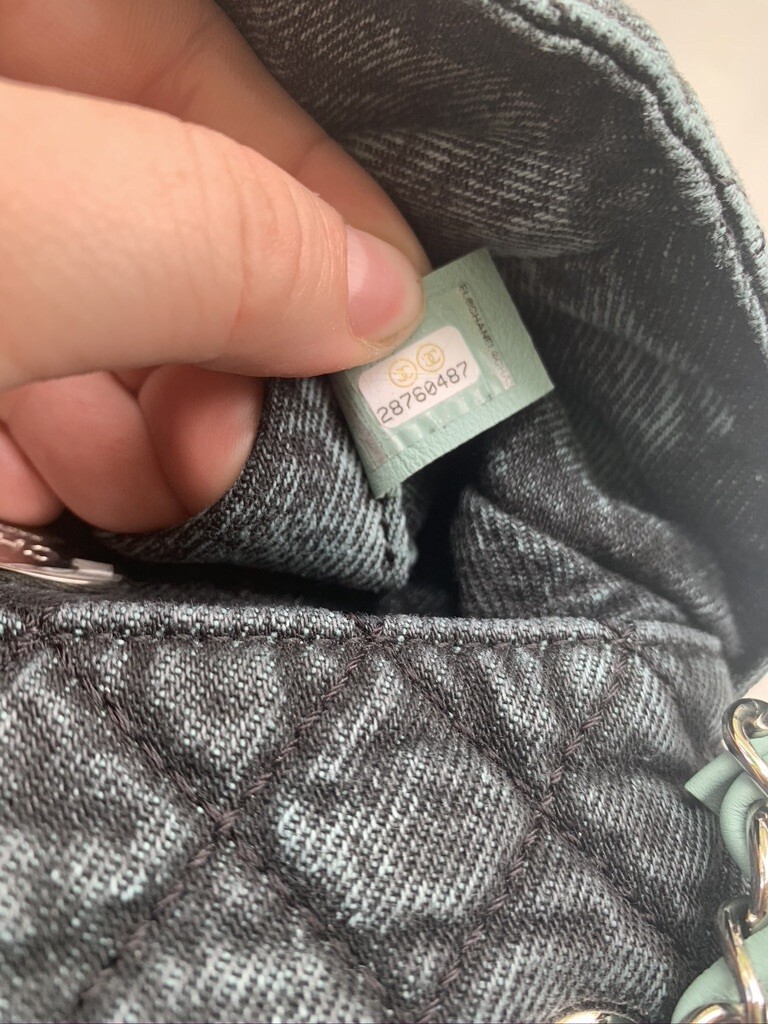 Chanel Grey/Black Quilted Washed Denim Small Denimpression Flap Bag Chanel