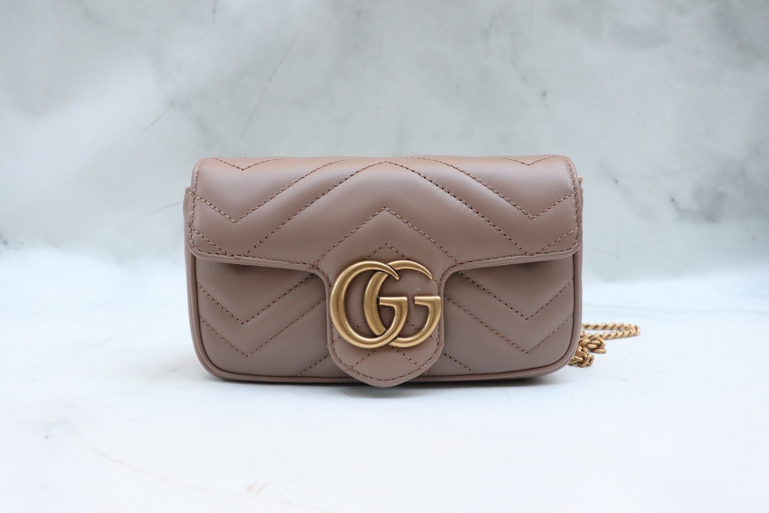 Gucci Marmont Flap Bag Supermini, Beige, New in Dustbag WA001