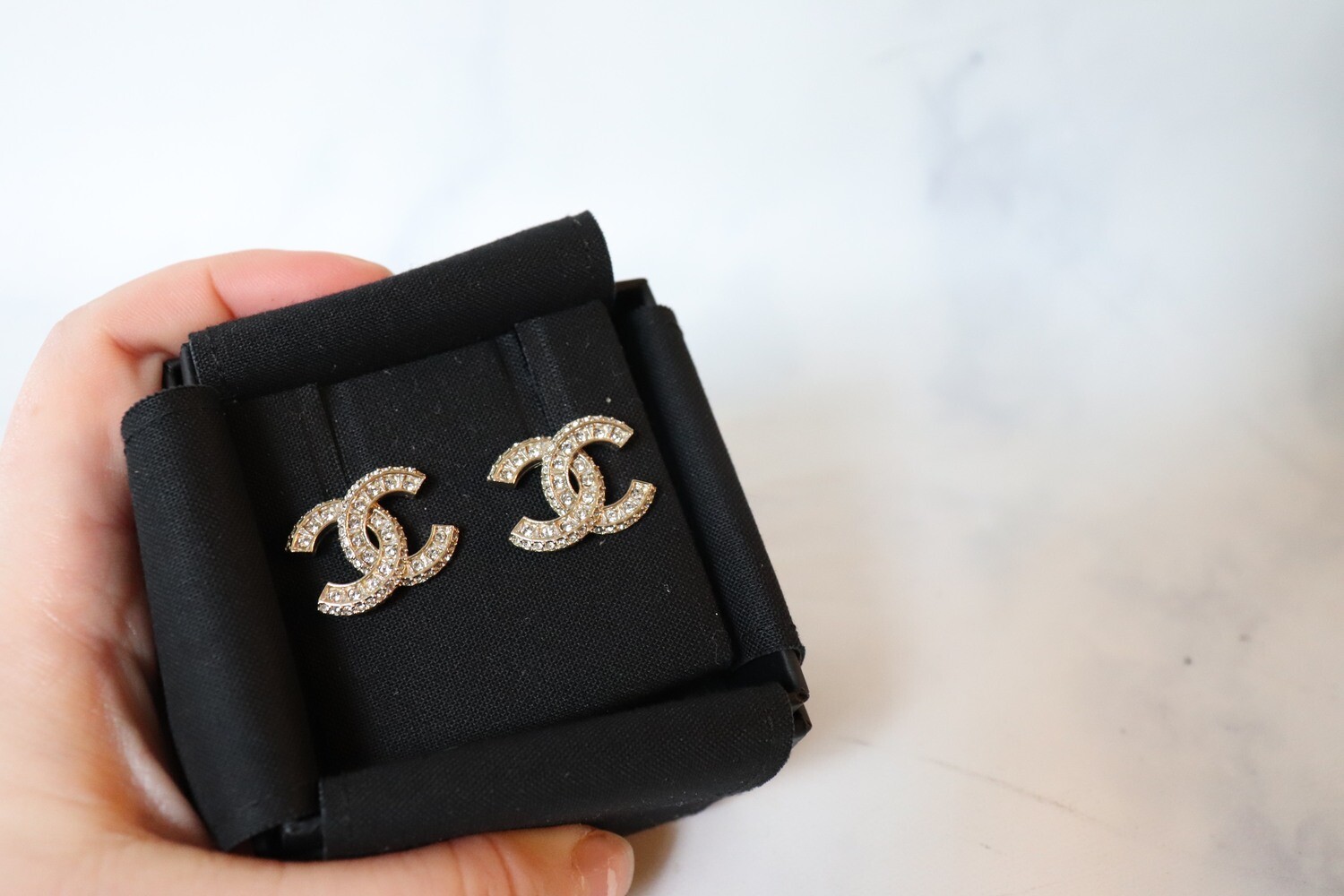 Chanel Earrings Studs, CC Crystals, New in Box