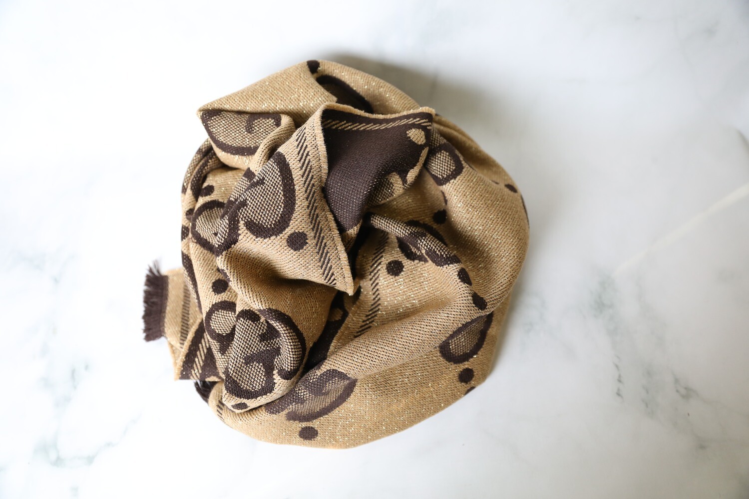Gucci Scarf Wrap, Brown with Black Monogram, New with Tag WA001