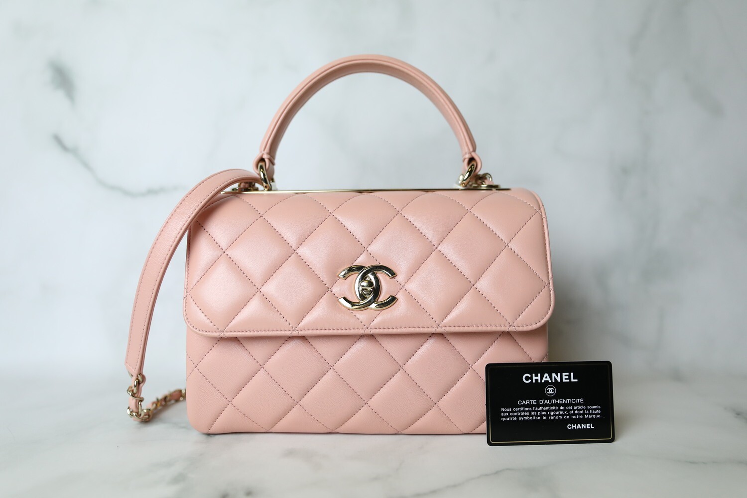 Chanel Trendy Small, Pink Lambskin with Gold Hardware, Preowned in Dustbag WA001