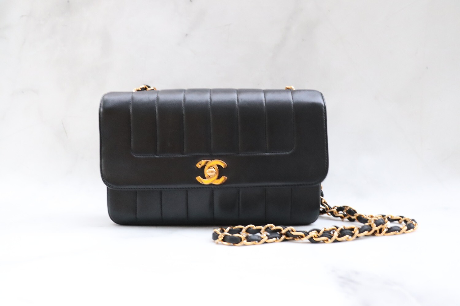 Chanel Vintage Flap, Black Lambskin, Preowned in Dustbag