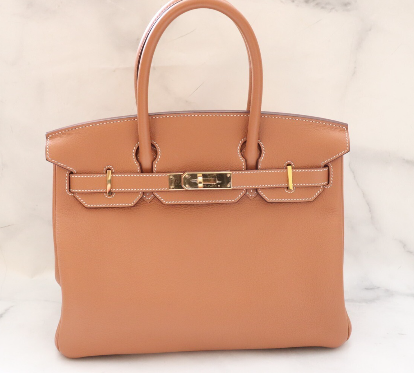 Hermes Birkin 30, Gold with Gold Hardware (D Stamp), Preowned in Box
