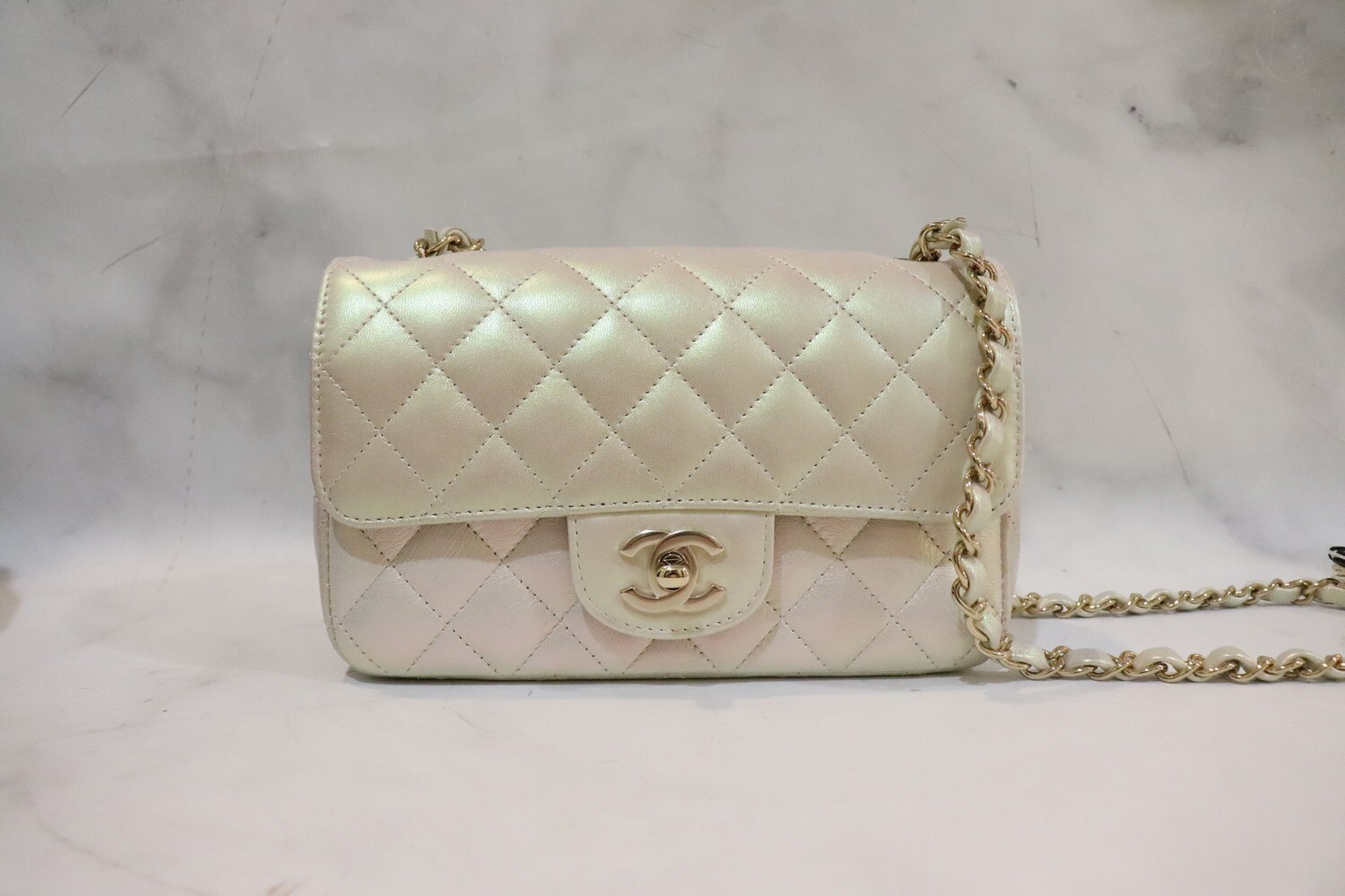 Chanel Mini Ivory Iridescent, New in Box