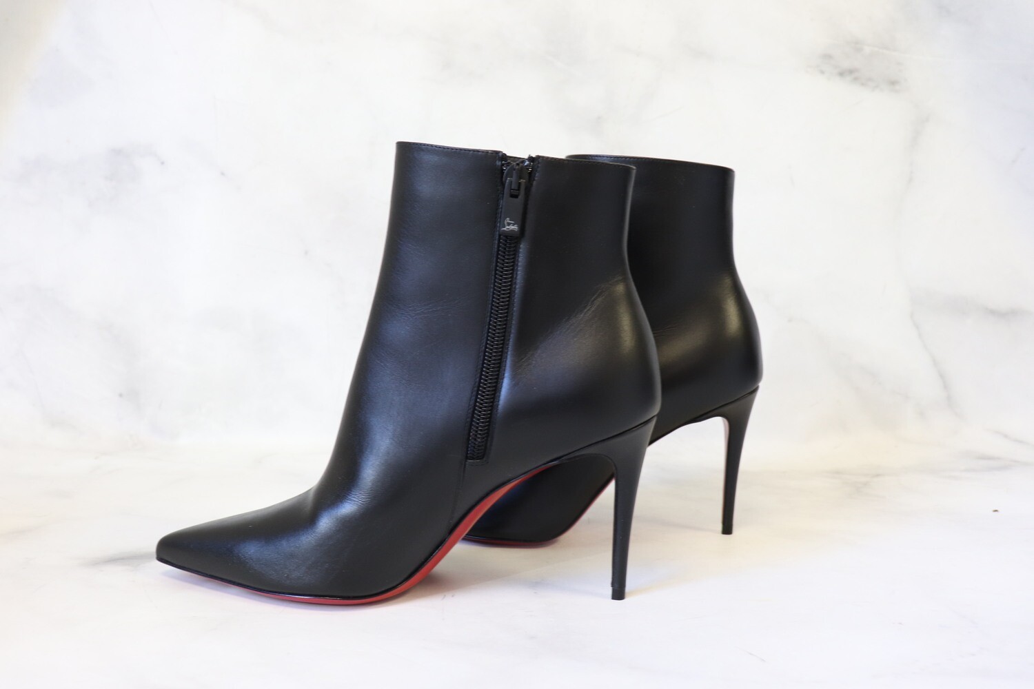 Christian Louboutin Booties, Black Leather, Like New in Box