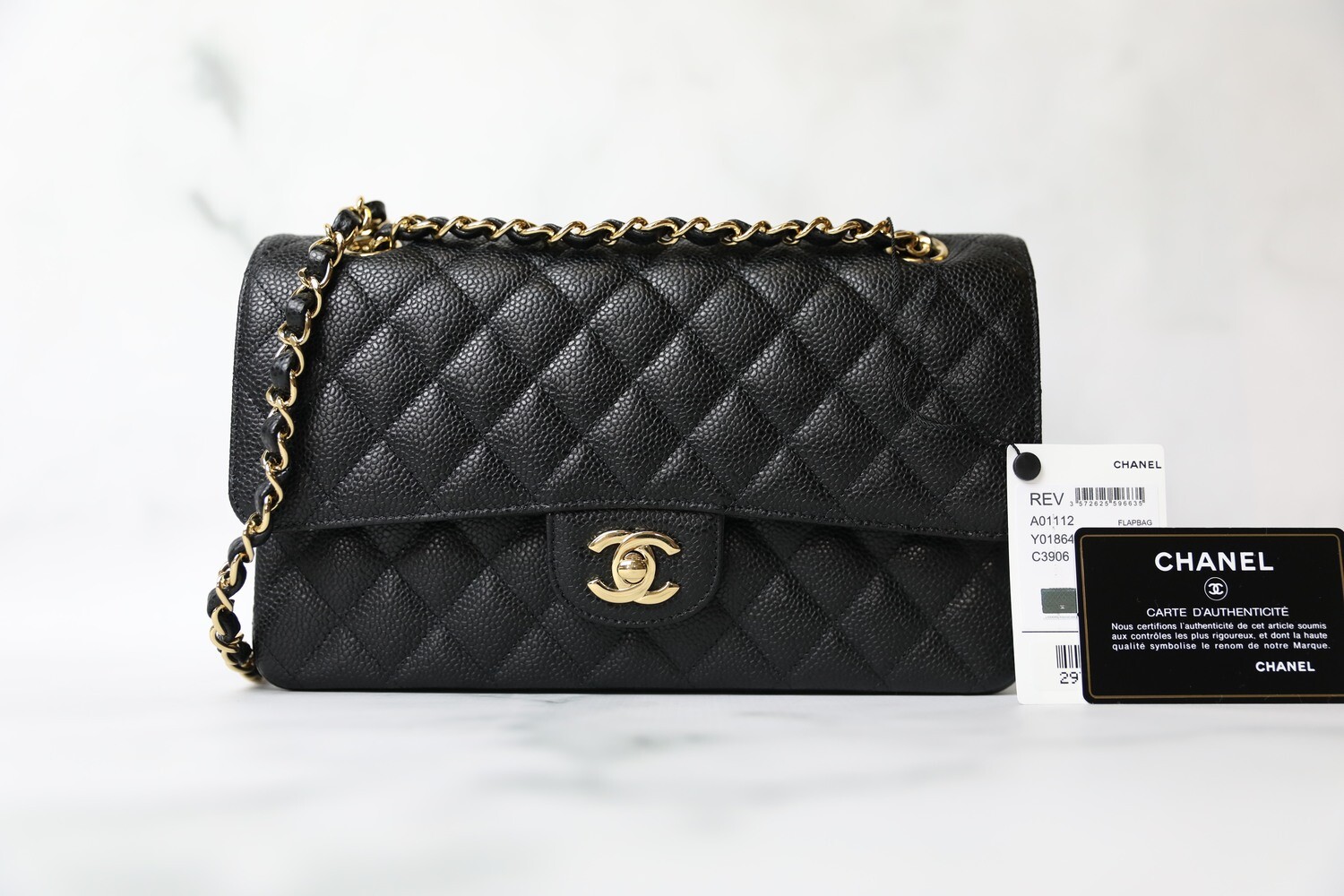 Chanel Classic Medium, Black Caviar with Gold Hardware, New in Box WA001