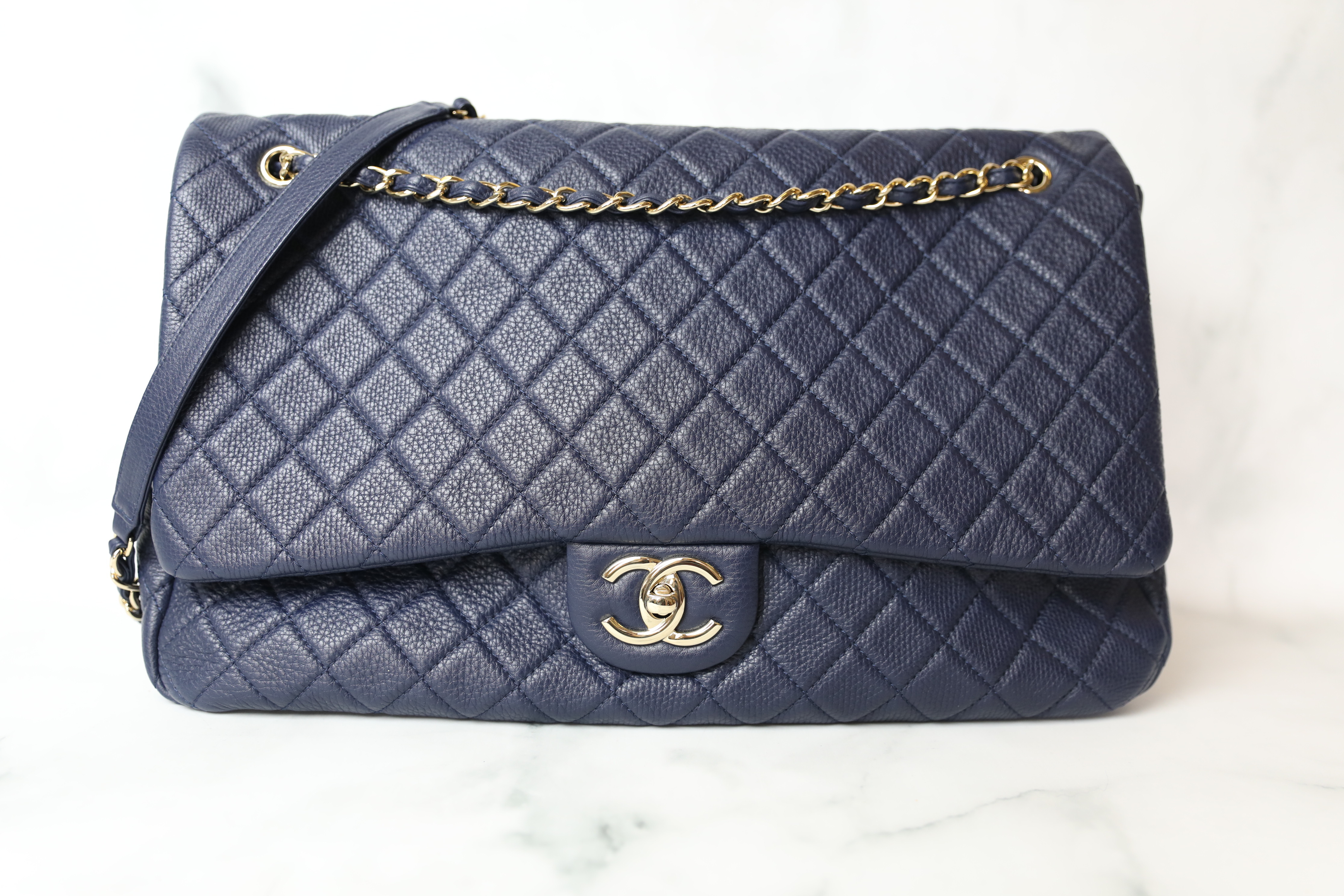 Chanel XXL Airline Flap, Navy with Gold Hardware, Preowned in Dustbag WA001  - Julia Rose Boston