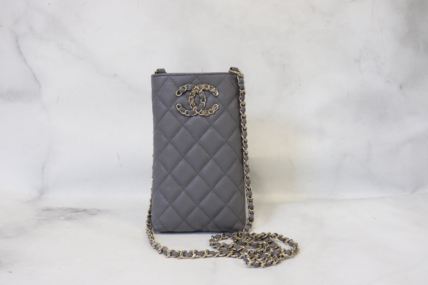 Chanel SLG Phone Case, Grey Caviar Leather, New in Box