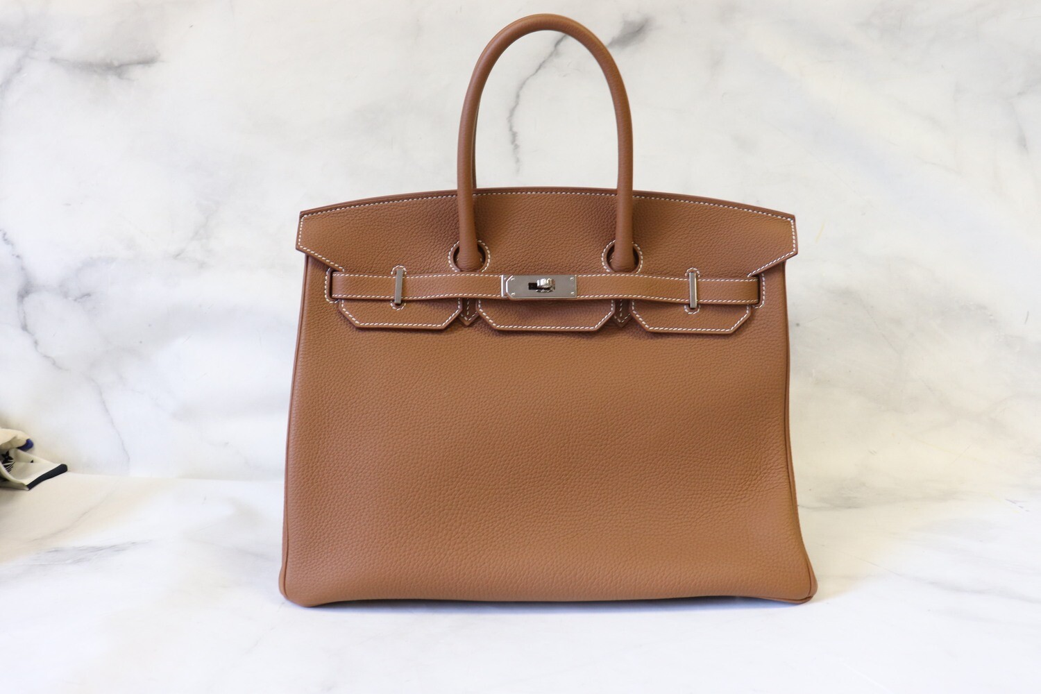 Hermes Birkin 35 Togo Leather Gold Color with Palladium Hardware, Preowned in Box, (X stamp, 2016)