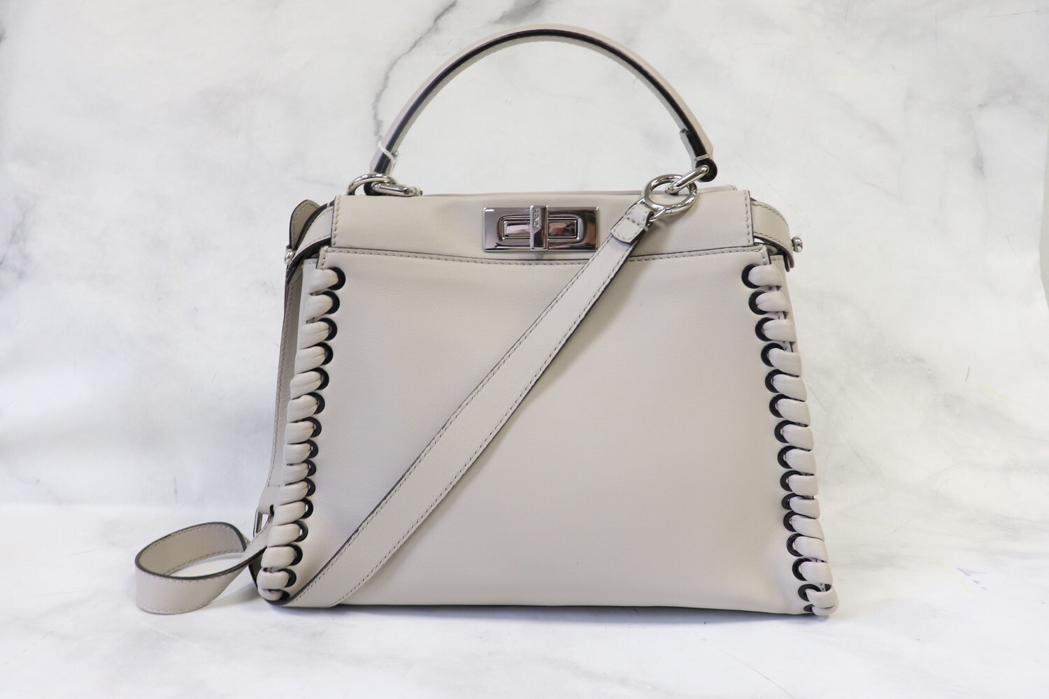 Fendi Peekaboo Medium Whipstich, Grey, Preowned - No Dustbag