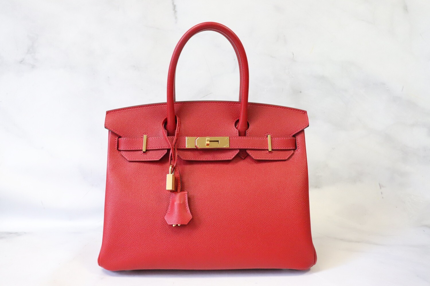 Hermes Birkin 30 Epsom Leather, Rouge Casaque, Gold Hardware, X Stamp (2016), Preowned in Box