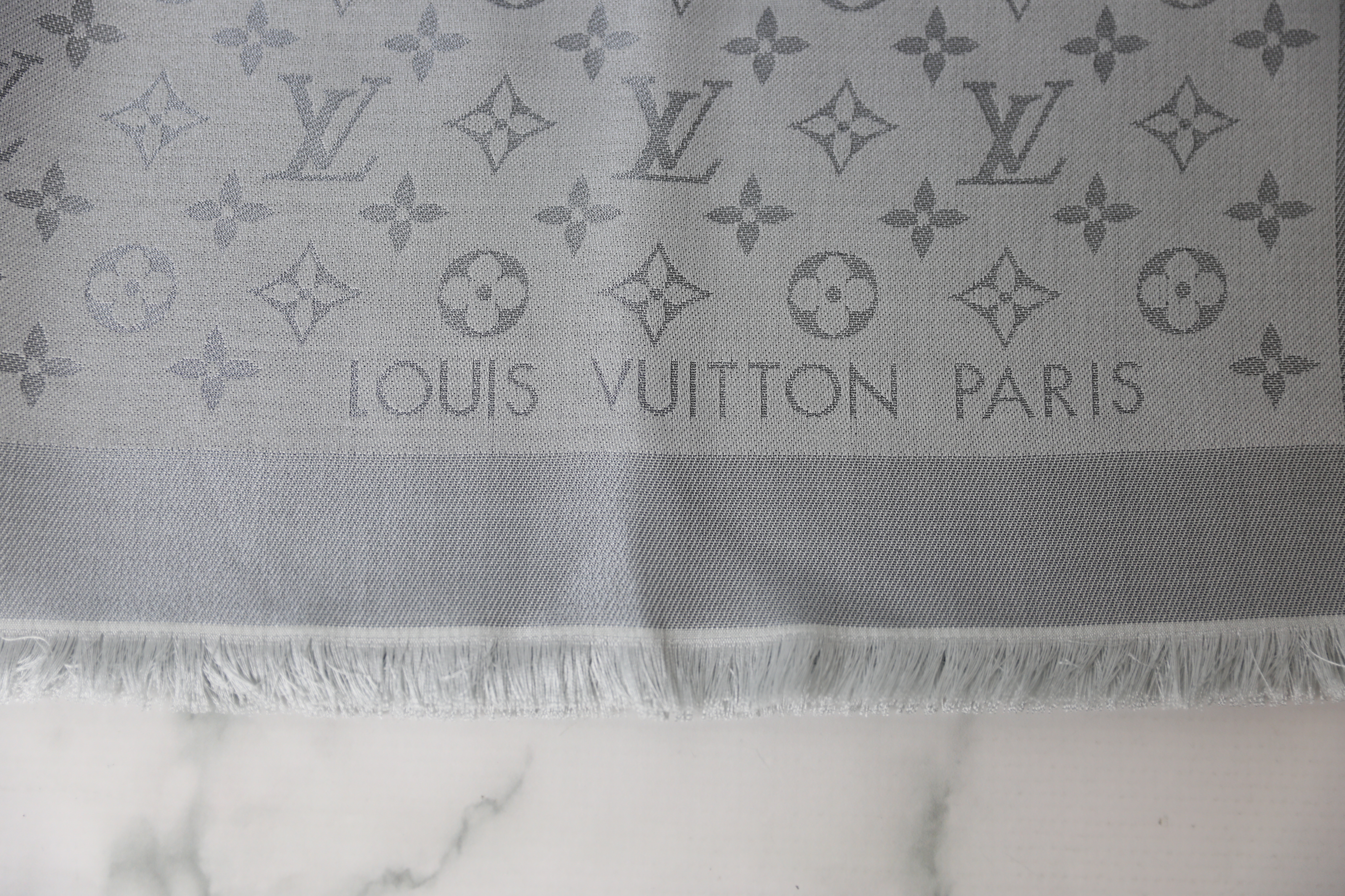 Louis Vuitton Grey Silver Griggio Azurro Monogram Logo LV Logo