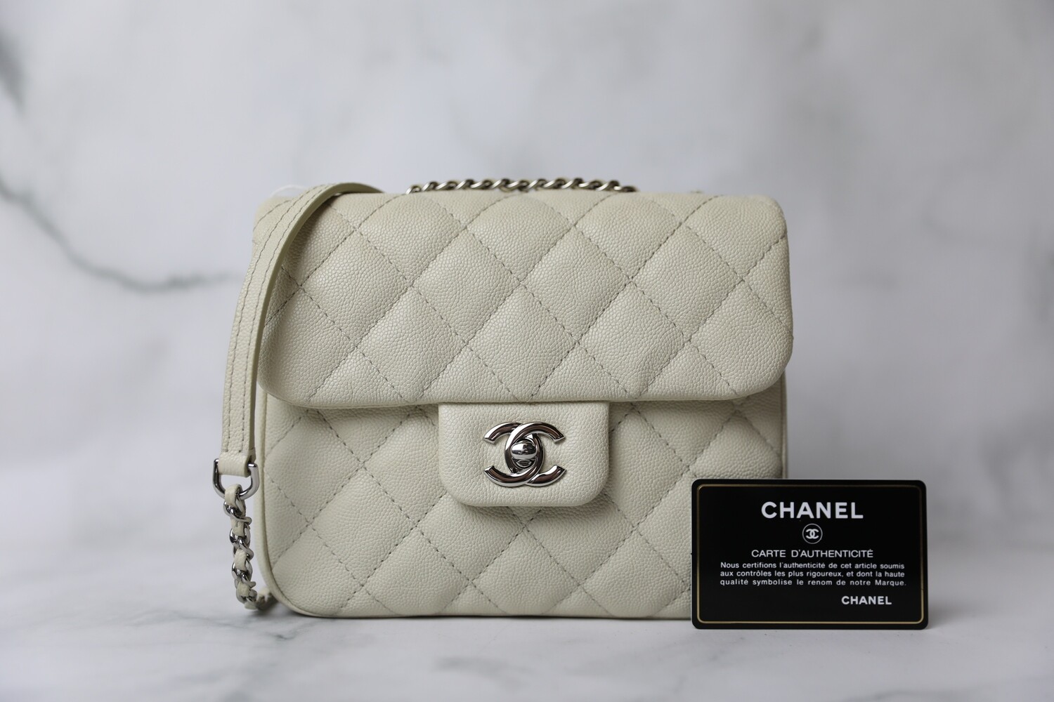Chanel Urban Companion Small, Off-White Caviar with Silver Hardware,  preowned no Dustbag WA001