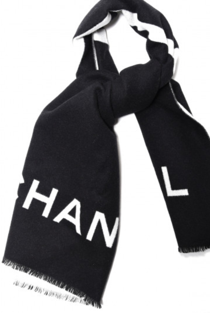 Chanel Cashmere Stole, Black and White Cashmere, New -No Dustbag