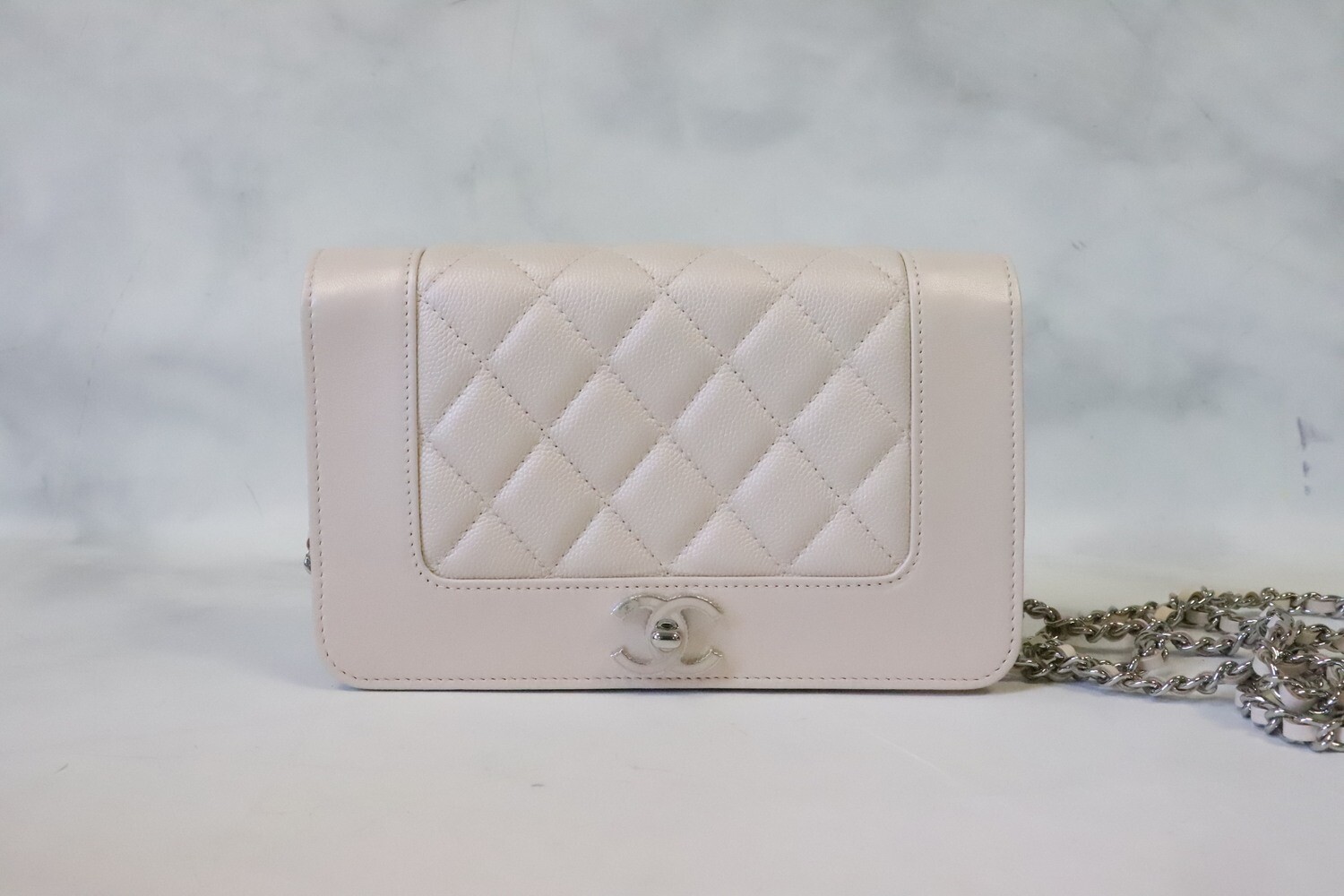 Chanel Wallet on Chain Light Pink Caviar, Silver Hardware, Like