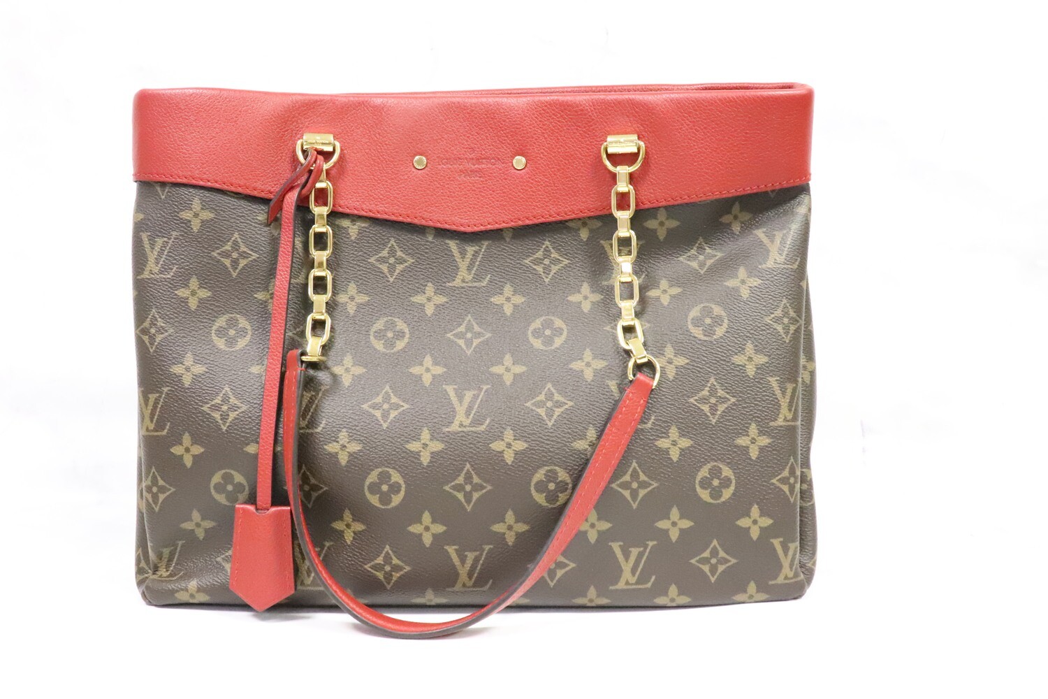 Louis Vuitton Pallas Shopper Monogram with Red, Gold Hardware, Pre-Owned