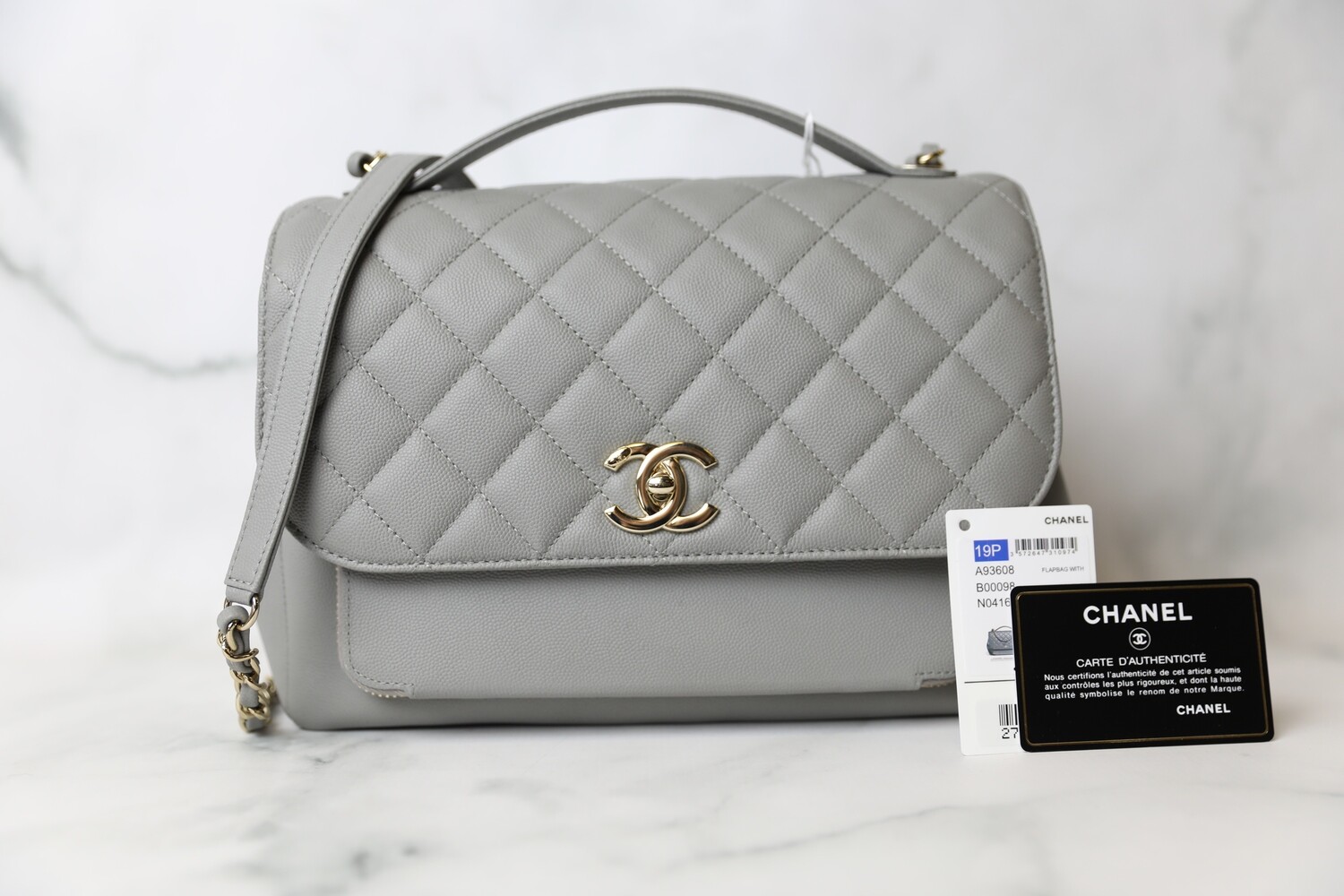 Chanel Business Affinity Large, Grey Caviar with Gold Hardware, Preowned in Box WA001