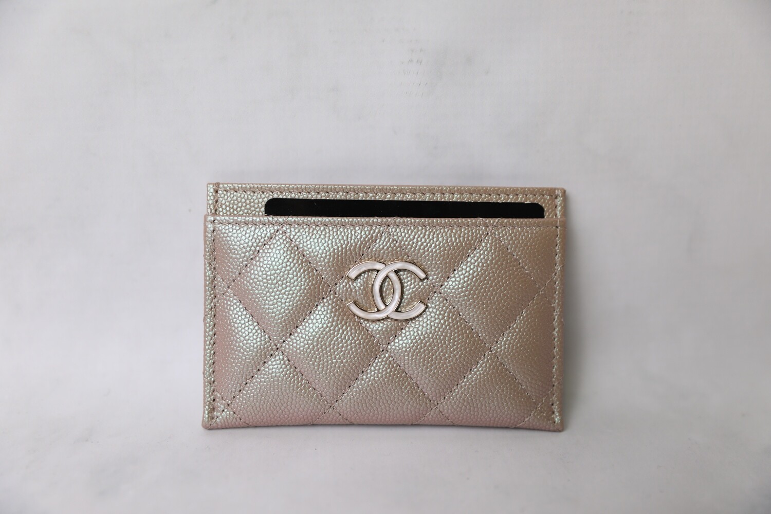 Chanel SLG Cardholder, Beige Iridescent with Pearl Logo, New in Box WA001