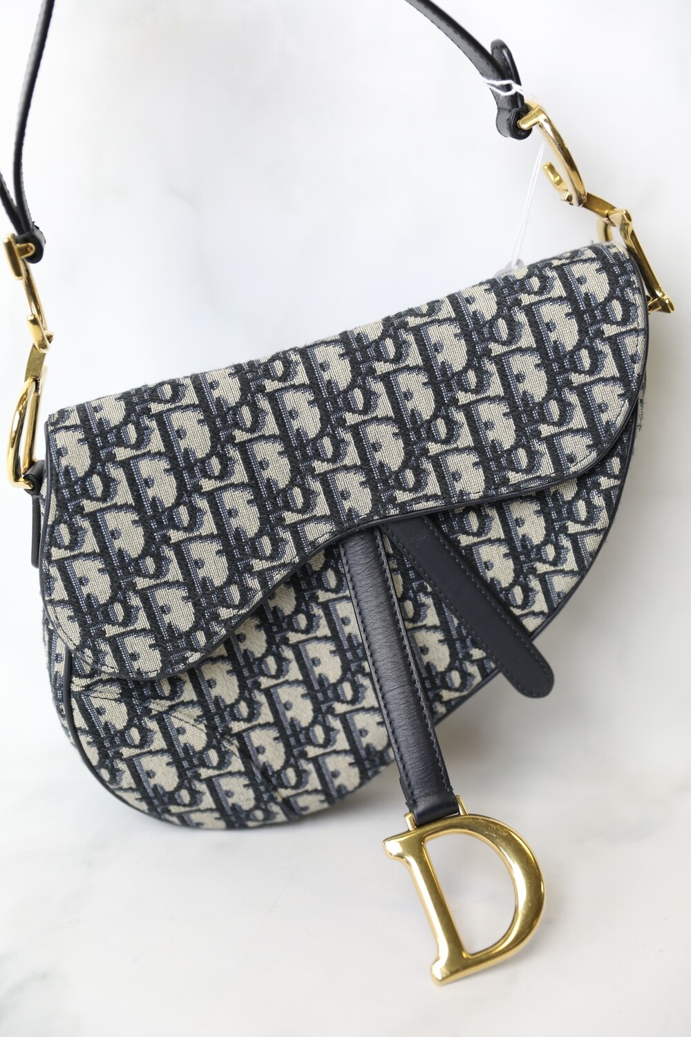 Dior Saddle, Navy Oblique Canvas, Preowned in Dustbag WA001