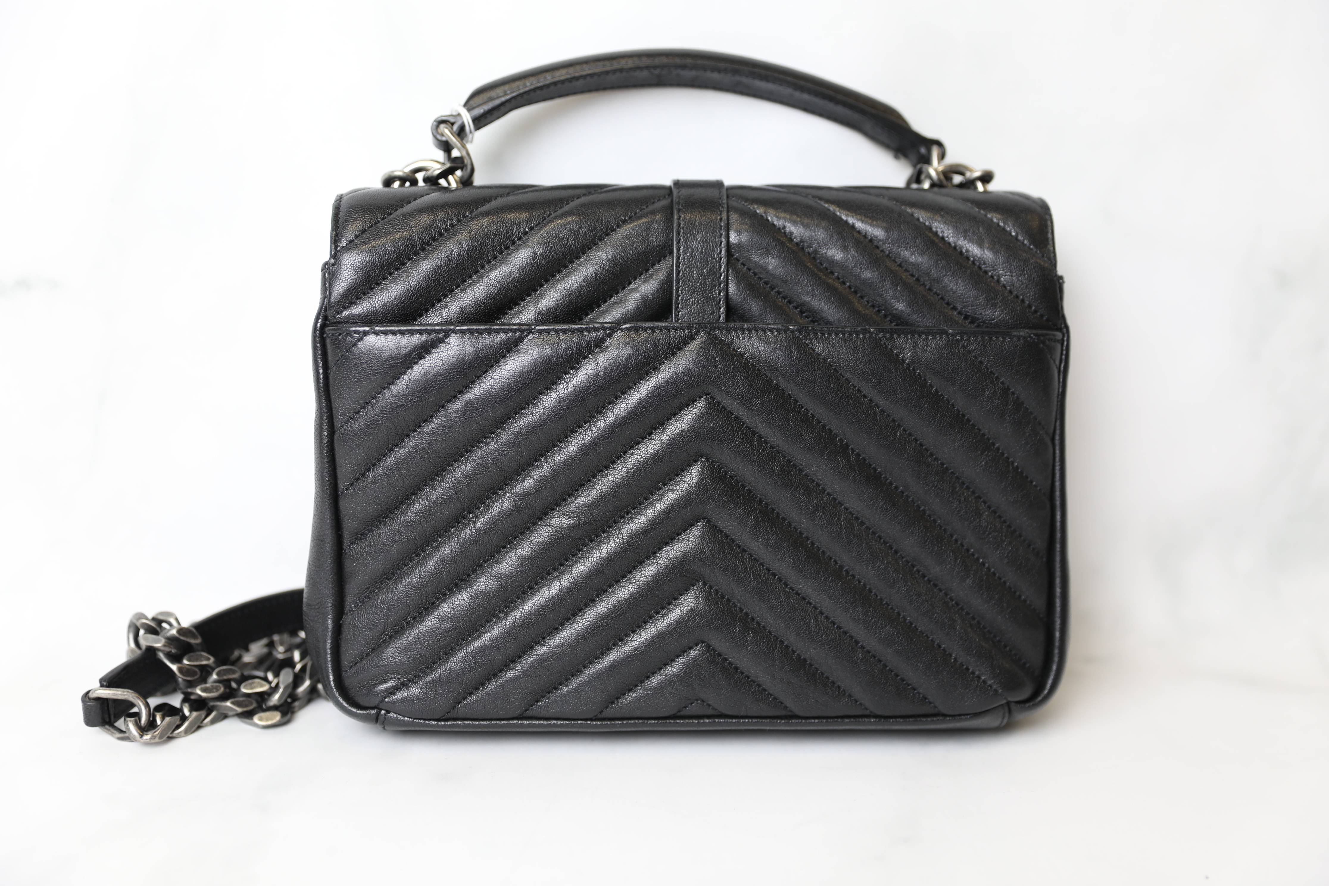 Saint Laurent College Small, Black with Silver Hardware, preowned