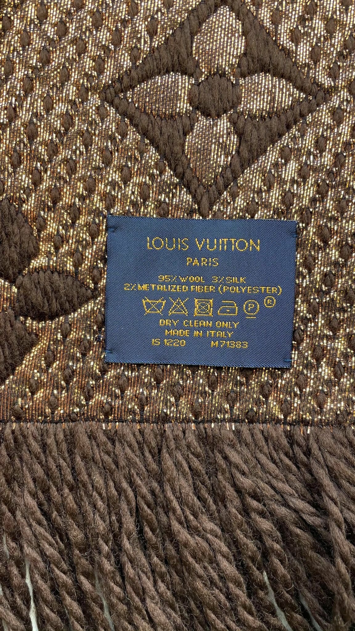 LOUIS VUITTON Scarf M71383 Escharp Logomania Shine wool/silk Brown