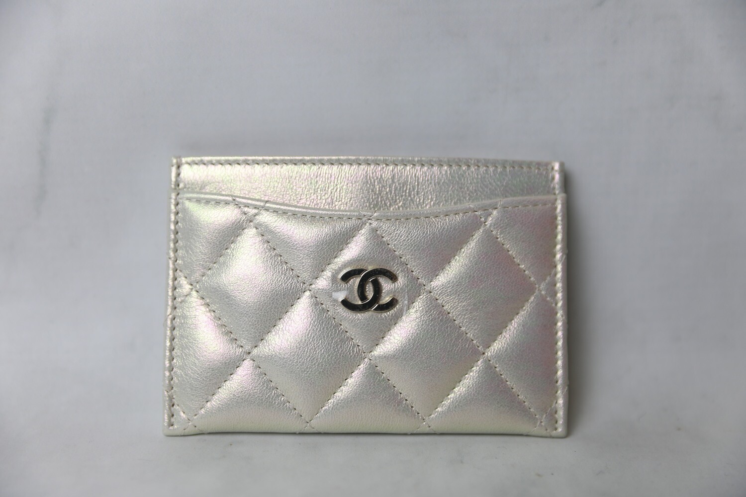 silver chanel card holder wallet