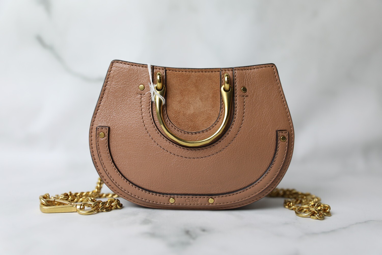Chloe Pixie Mini, Nougat (Tan) Calfskin and Suede, Preowned in Dustbag WA001
