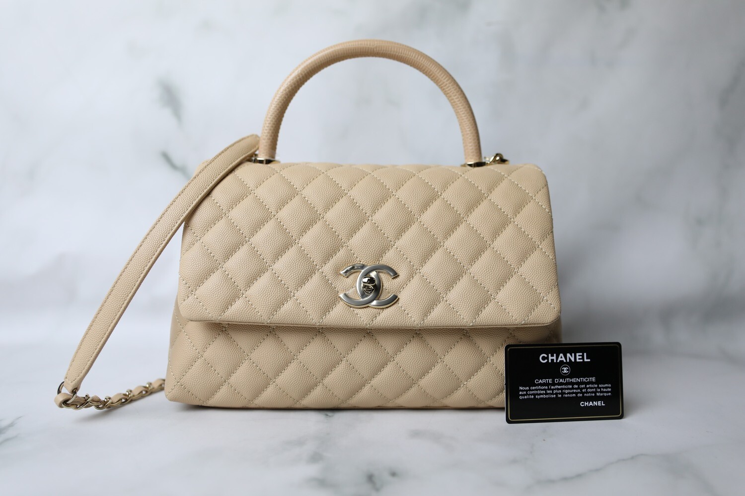 Chanel Coco Handle Small, Beige Caviar with Exotic Handle and Gold  Hardware, New in Box WA001