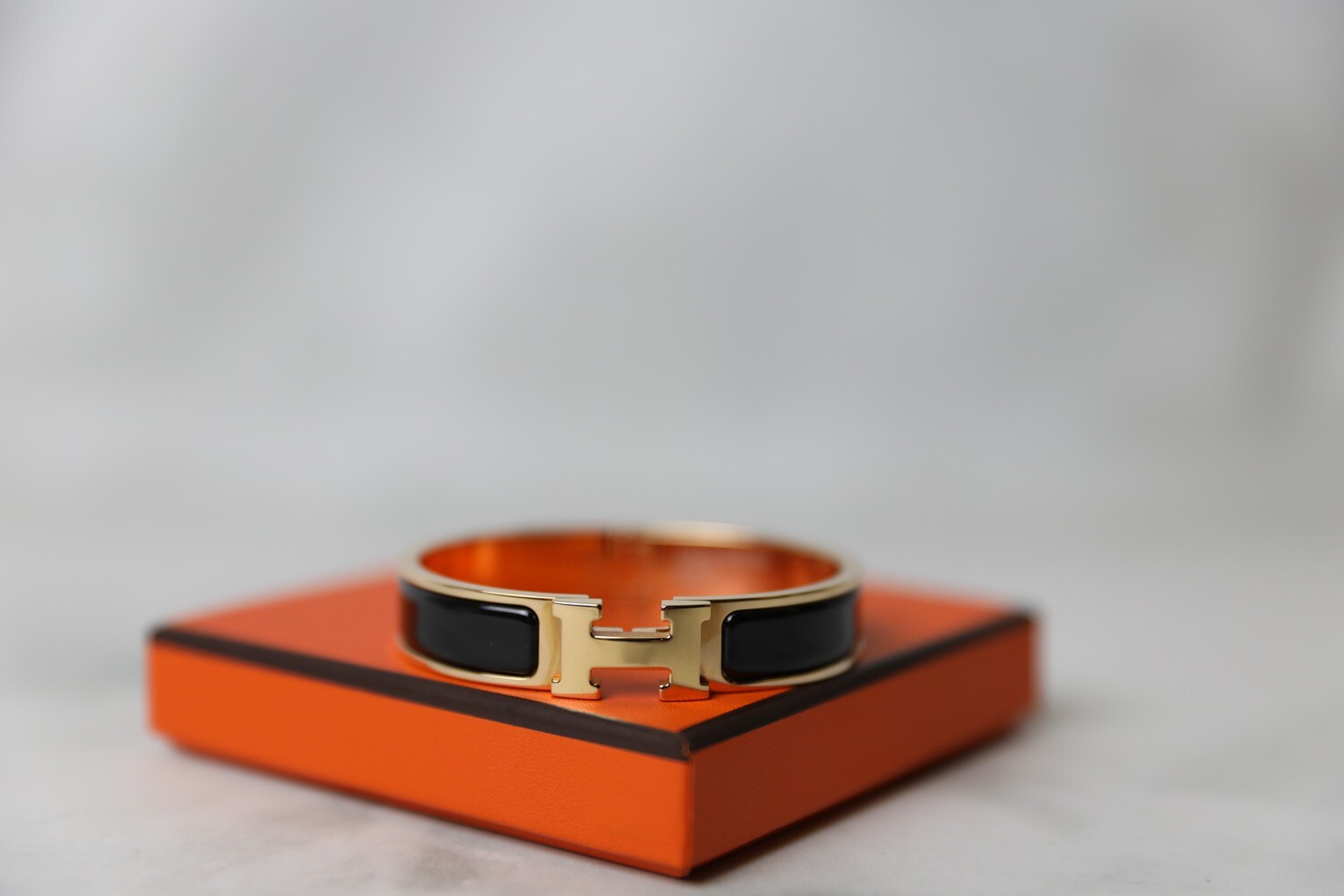 Hermes Clic Clac Bracelet, Black with Gold, New in Box