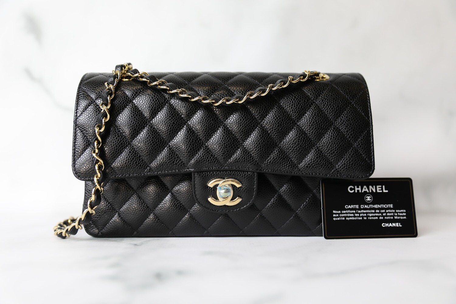 Chanel Classic Medium, Black Caviar with Gold Hardware, New in Box WA001